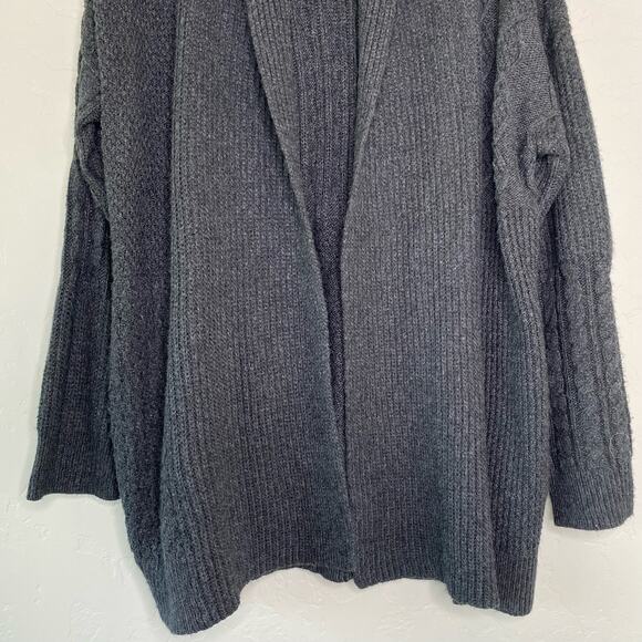 Joie Gray Cable Knit Open Front Chunky Cardigan Large - Picture 4 of 13